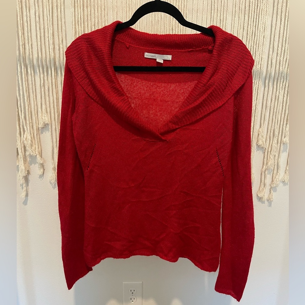 Y2K Old Navy Boutique Chic Red Acrylic Sweater Shirt Size M